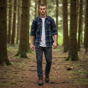 Eddie Bauer Shirt Mens 2XL Blue Beige Fleece Plaid Classic Button-Up